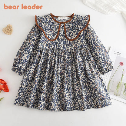 Blossom Belle – Long Sleeve Floral Princess Dress with Doll Collar for Girls