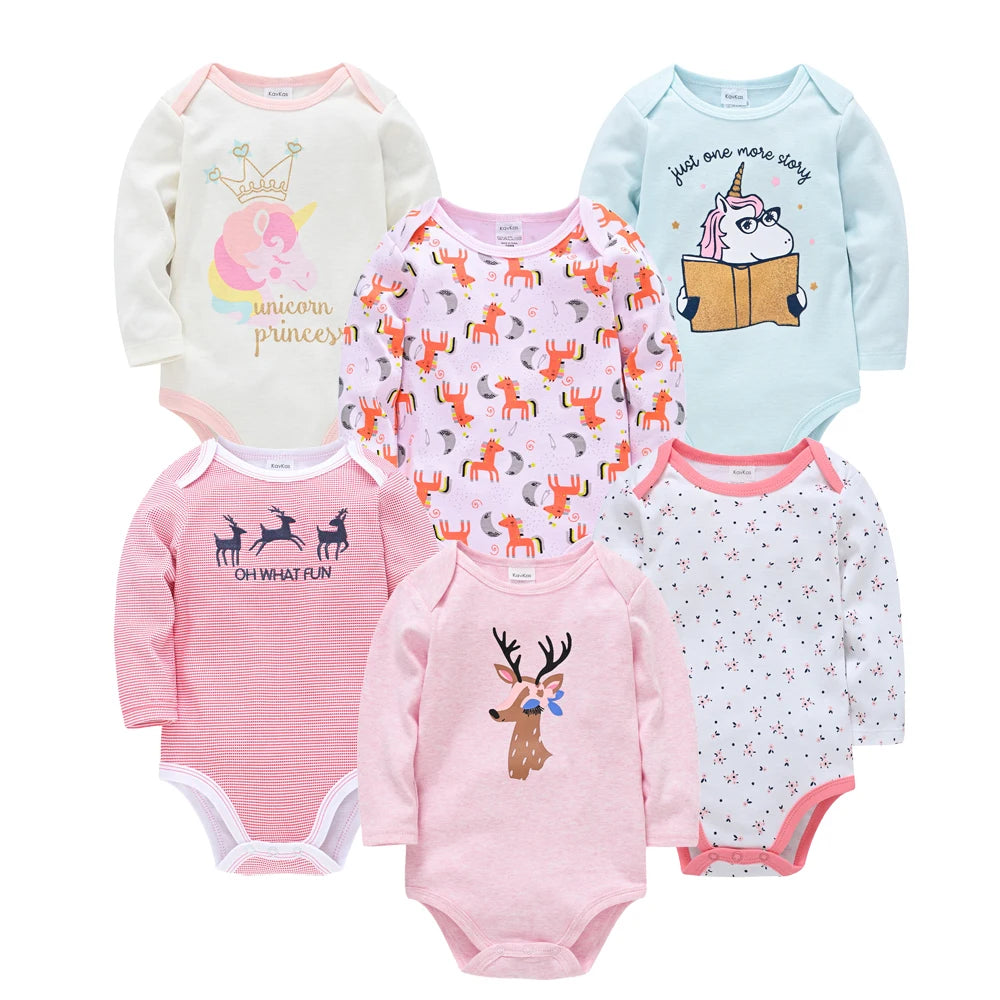 Baby Boys Girls Bodysuit 6 PCS 3 PCS Long Sleeve 100% Cotton Baby Clothes 0-12 Months Newborn Body Bebe Jumpsuit Clothing