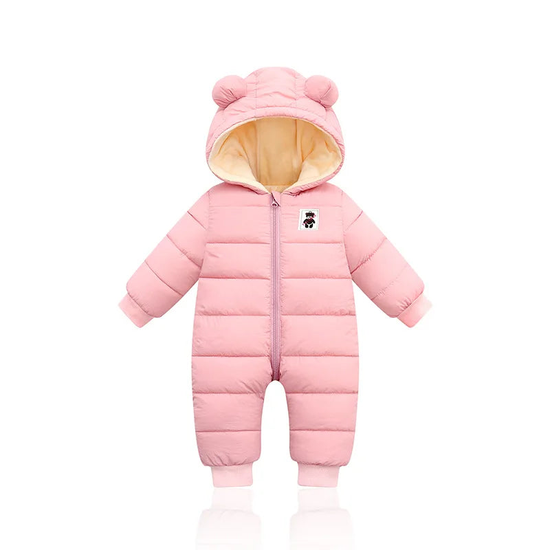 Baby Winter Snowsuit with Bear Ears Romper Jumpsuit for Newborn Infant Boys Girls Warm Outdoor & Indoor Onesie