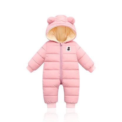Baby Winter Snowsuit with Bear Ears Romper Jumpsuit for Newborn Infant Boys Girls Warm Outdoor & Indoor Onesie