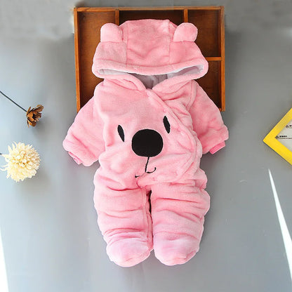 2025 Autumn Winter Baby Boy Rompers Hooded Thick Cotton Newborn Jumpsuit Infant Baby Girl Overalls Toddler New Born Coat