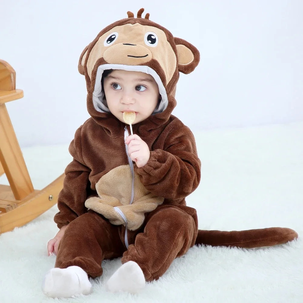 Baby Rompers Winter Kigurumi Lion Costume for Girls Boy Toddler Animal Jumpsuit Infant Clothes Pyjama Kids Overalls Ropa Bebes