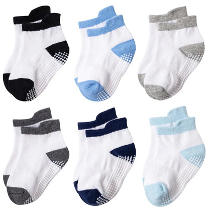 Boys 6 Pack Non Slip Baby Socks for 0-24M Newborn Bebe Girls Grips anti Skid Ankle First Walker Infant Kids Cotton Sock 2021