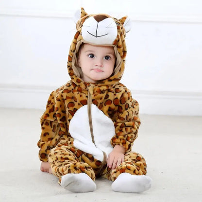 Baby Rompers Winter Kigurumi Lion Costume for Girls Boy Toddler Animal Jumpsuit Infant Clothes Pyjama Kids Overalls Ropa Bebes