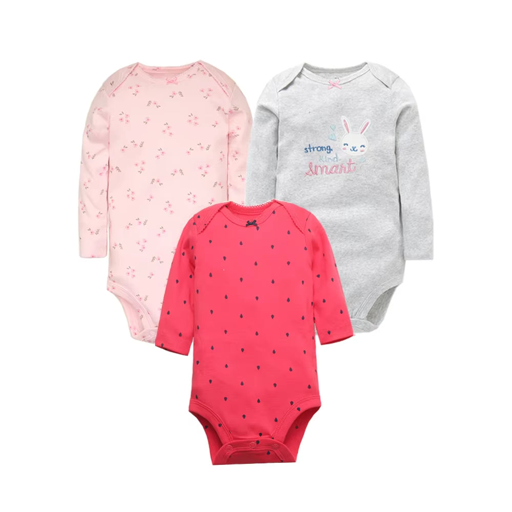 3-5 PCS/LOT Soft Cotton Baby Bodysuits Long Sleeve Newborn Baby Clothing Set Christmas Baby Girls Boys Clothes Infant Jumpsuit
