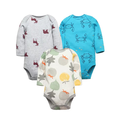 3-5 PCS/LOT Soft Cotton Baby Bodysuits Long Sleeve Newborn Baby Clothing Set Christmas Baby Girls Boys Clothes Infant Jumpsuit