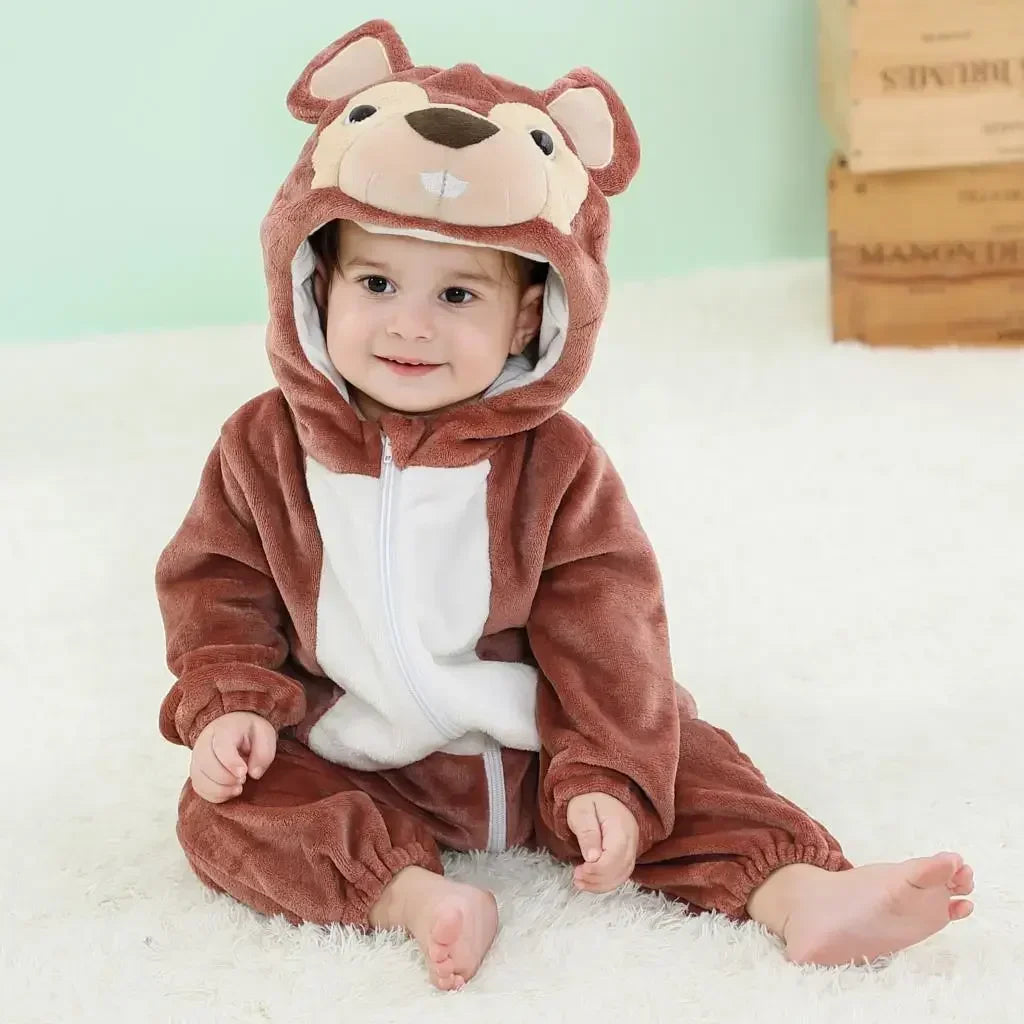 Baby Rompers Winter Kigurumi Lion Costume for Girls Boy Toddler Animal Jumpsuit Infant Clothes Pyjama Kids Overalls Ropa Bebes