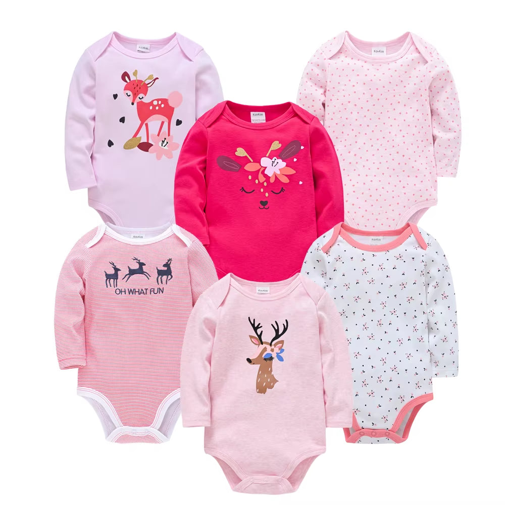 Baby Boys Girls Bodysuit 6 PCS 3 PCS Long Sleeve 100% Cotton Baby Clothes 0-12 Months Newborn Body Bebe Jumpsuit Clothing