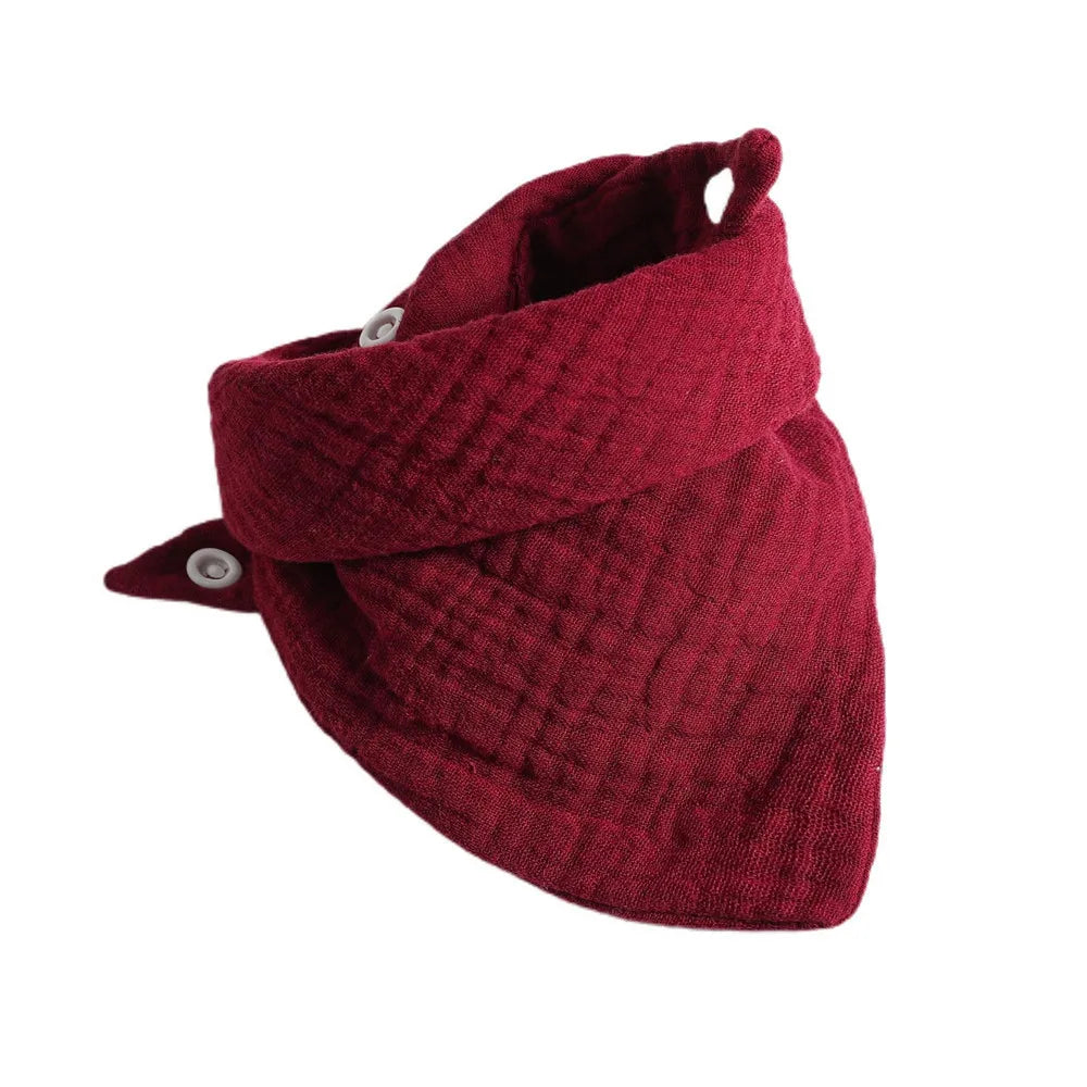 Baby Bibs Cotton Muslin Newborn Solid Color Snap Button Soft Triangle Towel Feeding Drool Bibs Saliva Towel Baby Bandana Bibs