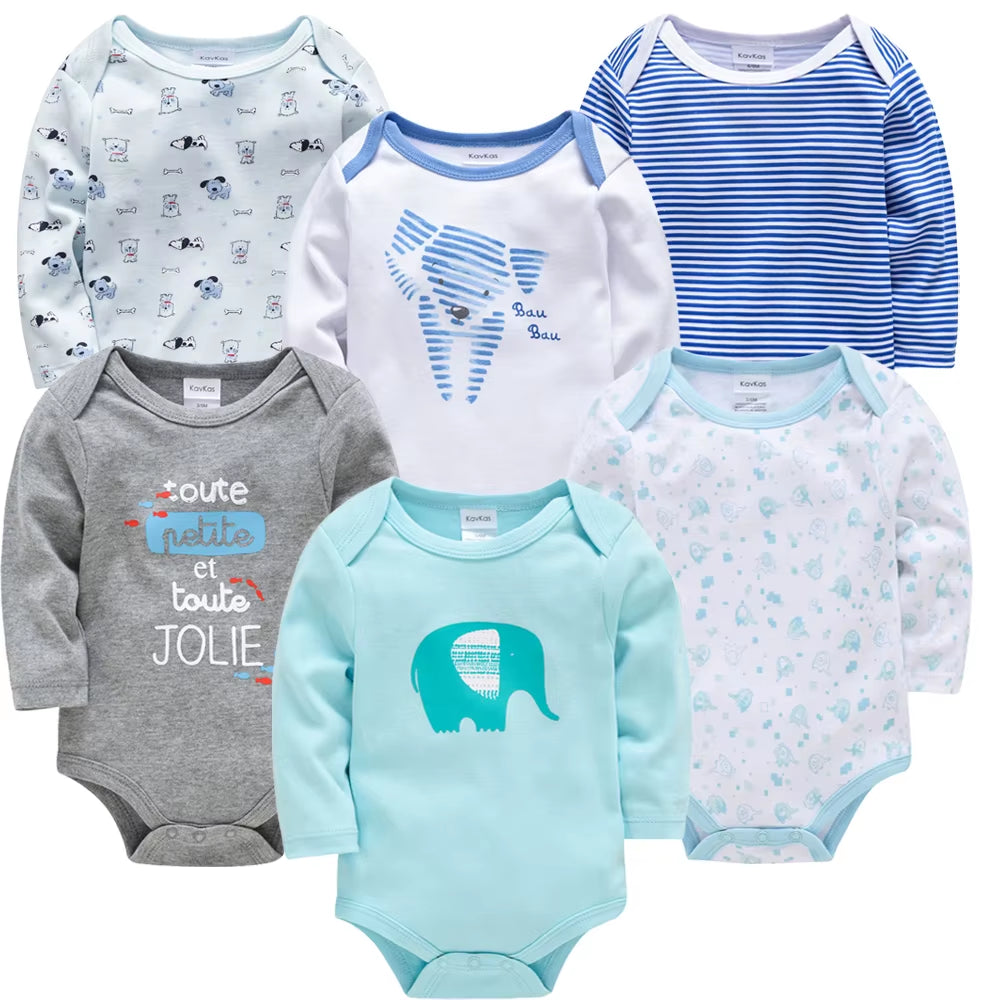 Baby Boys Girls Bodysuit 6 PCS 3 PCS Long Sleeve 100% Cotton Baby Clothes 0-12 Months Newborn Body Bebe Jumpsuit Clothing