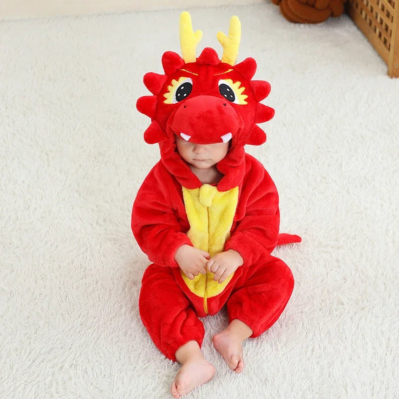 Baby Rompers Winter Kigurumi Lion Costume for Girls Boy Toddler Animal Jumpsuit Infant Clothes Pyjama Kids Overalls Ropa Bebes