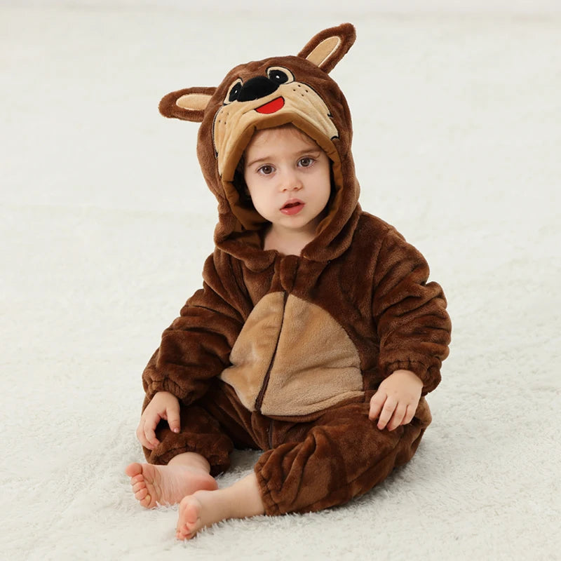 Baby Rompers Winter Kigurumi Lion Costume for Girls Boy Toddler Animal Jumpsuit Infant Clothes Pyjama Kids Overalls Ropa Bebes