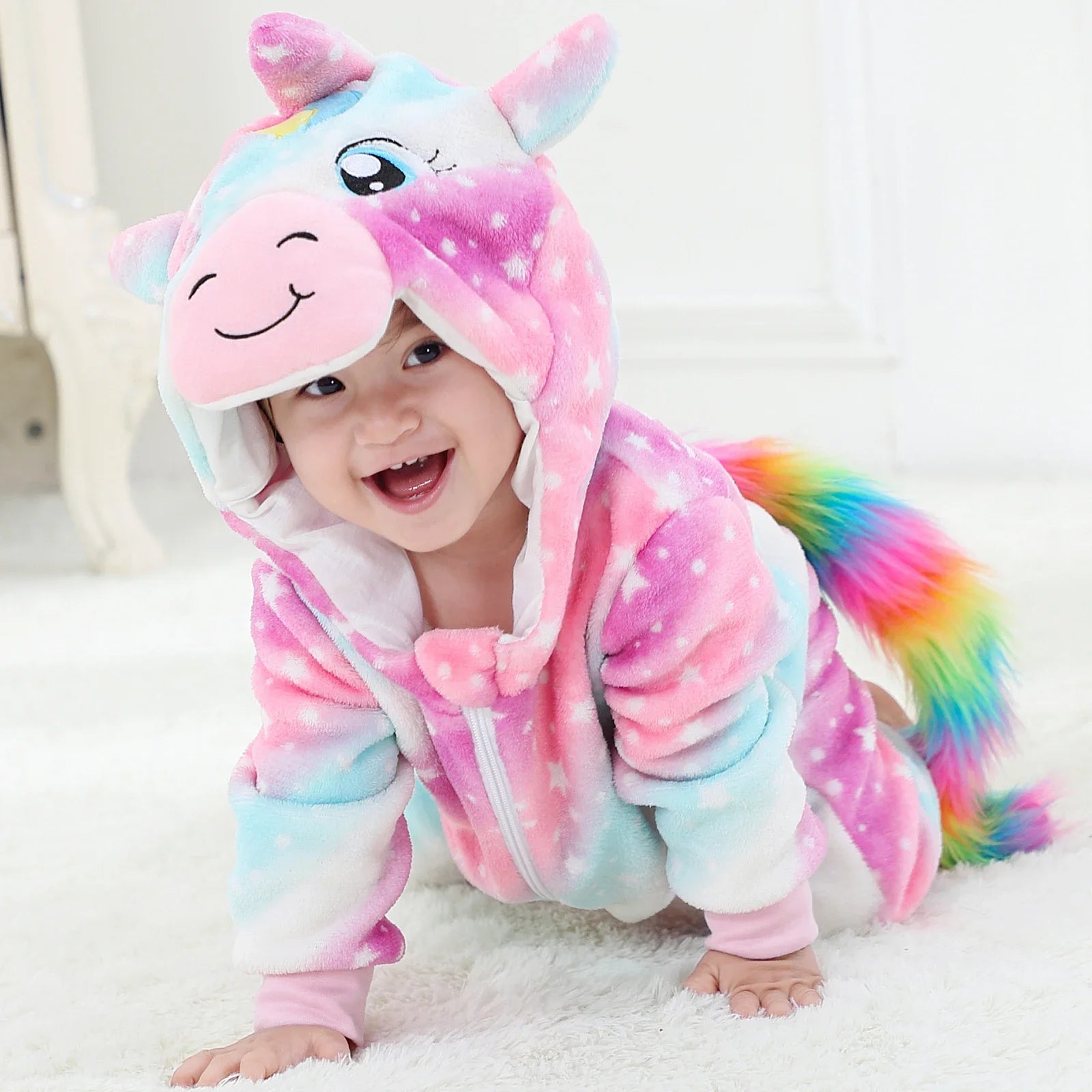 Baby Rompers Winter Kigurumi Lion Costume for Girls Boy Toddler Animal Jumpsuit Infant Clothes Pyjama Kids Overalls Ropa Bebes