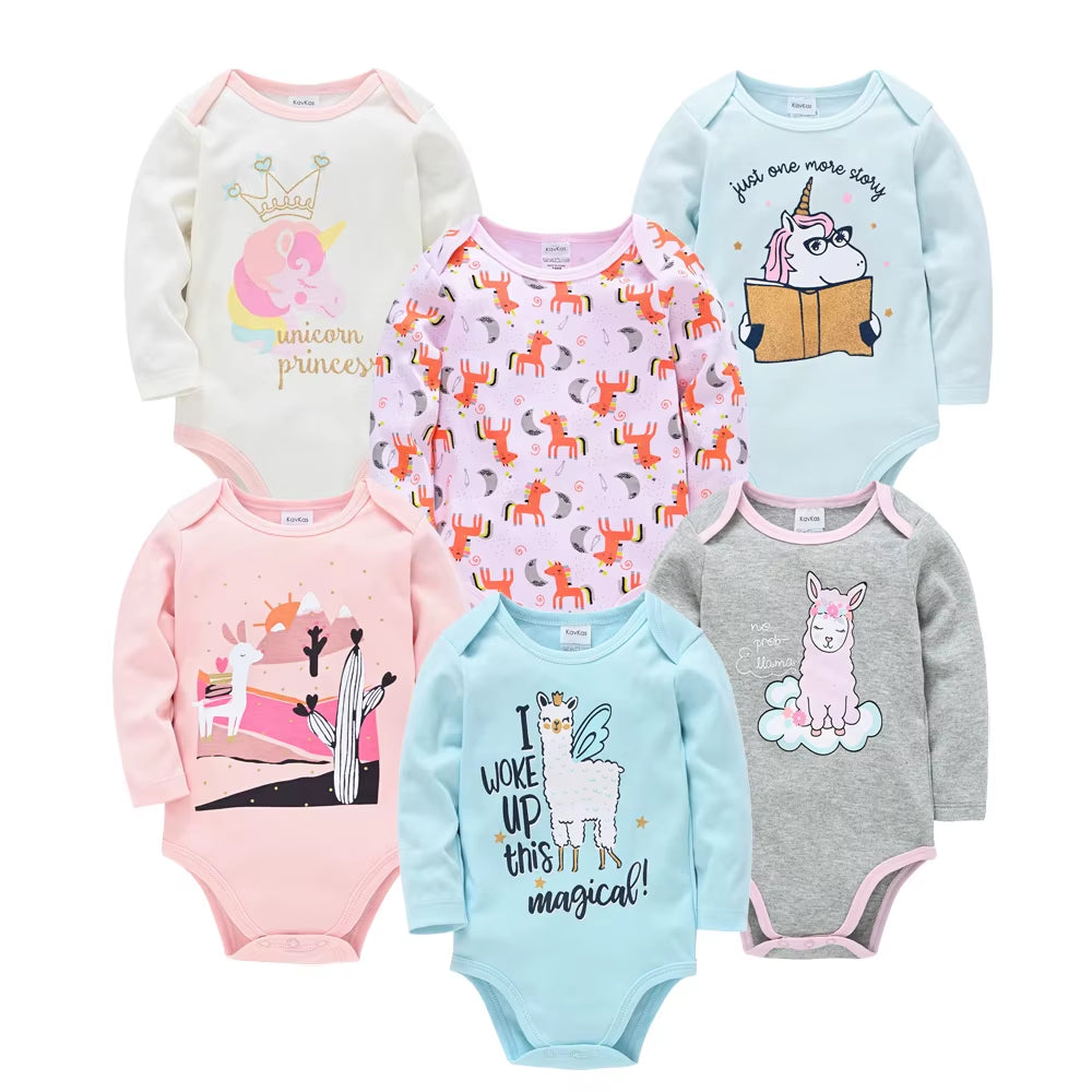 Baby Boys Girls Bodysuit 6 PCS 3 PCS Long Sleeve 100% Cotton Baby Clothes 0-12 Months Newborn Body Bebe Jumpsuit Clothing