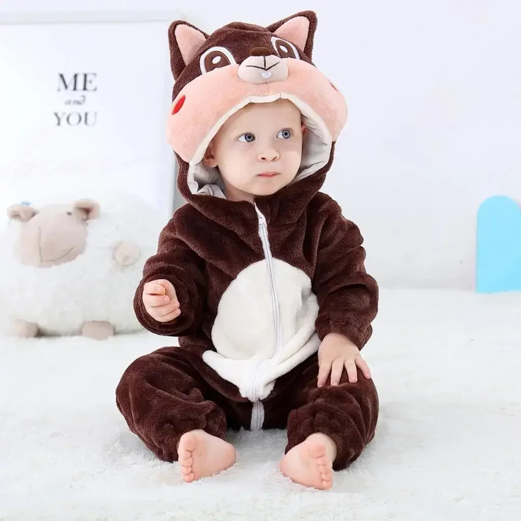 Baby Rompers Winter Kigurumi Lion Costume for Girls Boy Toddler Animal Jumpsuit Infant Clothes Pyjama Kids Overalls Ropa Bebes
