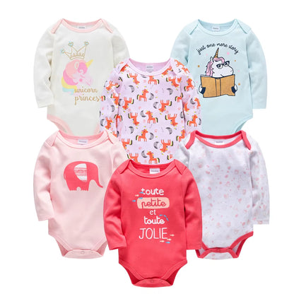Baby Boys Girls Bodysuit 6 PCS 3 PCS Long Sleeve 100% Cotton Baby Clothes 0-12 Months Newborn Body Bebe Jumpsuit Clothing
