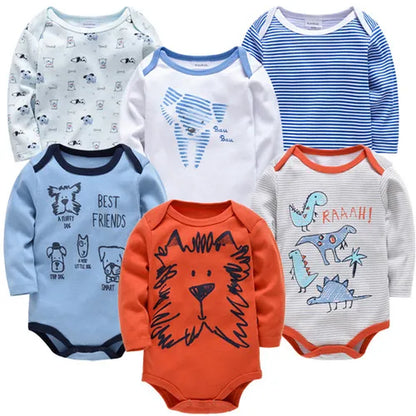 Baby Boys Girls Bodysuit 6 PCS 3 PCS Long Sleeve 100% Cotton Baby Clothes 0-12 Months Newborn Body Bebe Jumpsuit Clothing