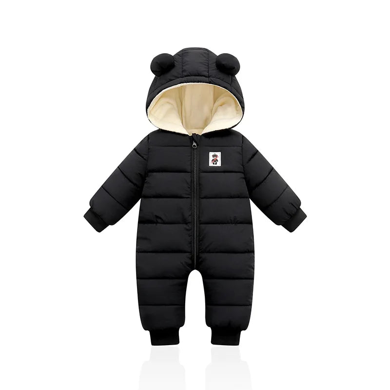 Baby Winter Snowsuit with Bear Ears Romper Jumpsuit for Newborn Infant Boys Girls Warm Outdoor & Indoor Onesie