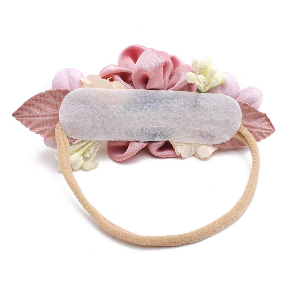 Baby Girl Floral Headbands- 3Pcs Nylon Headband Handmade Flower Crown Elastic Hairband Newborn Toddler Hair Accessories Gifts for Girls （1-6 Years Old）