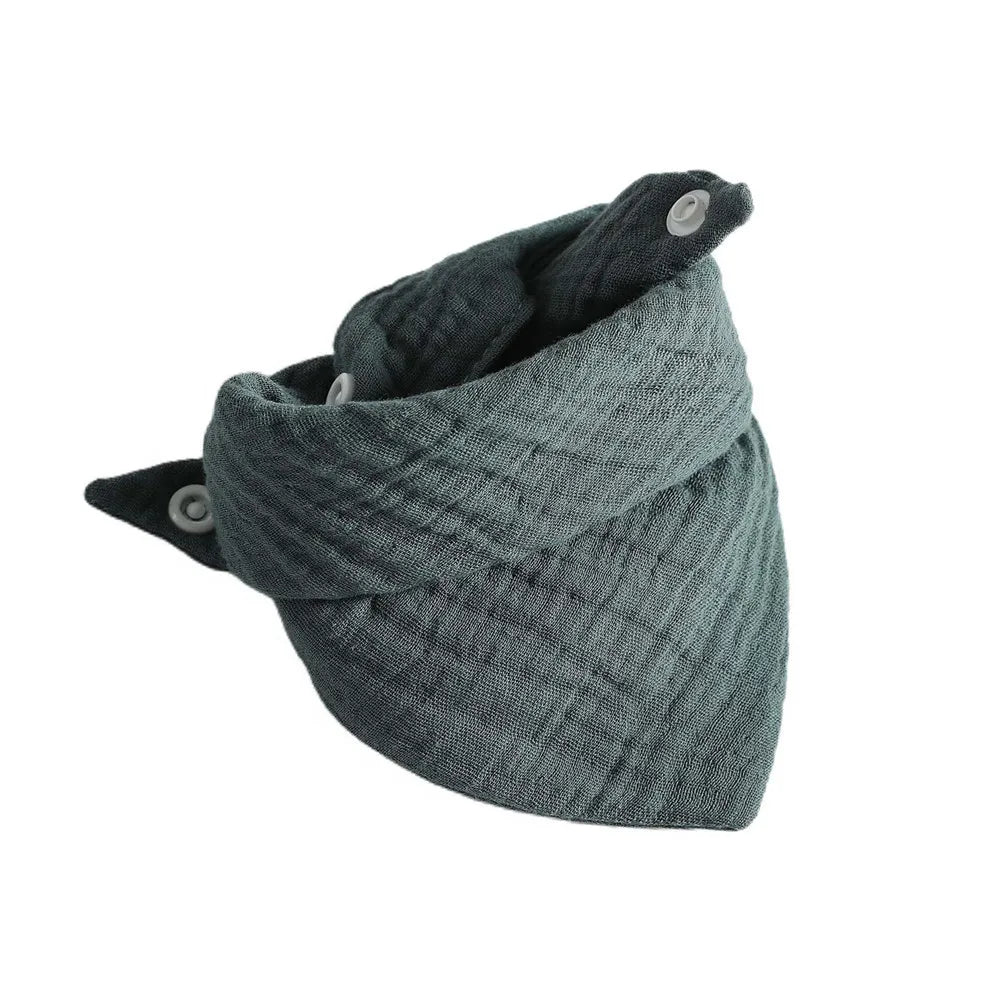 Baby Bibs Cotton Muslin Newborn Solid Color Snap Button Soft Triangle Towel Feeding Drool Bibs Saliva Towel Baby Bandana Bibs
