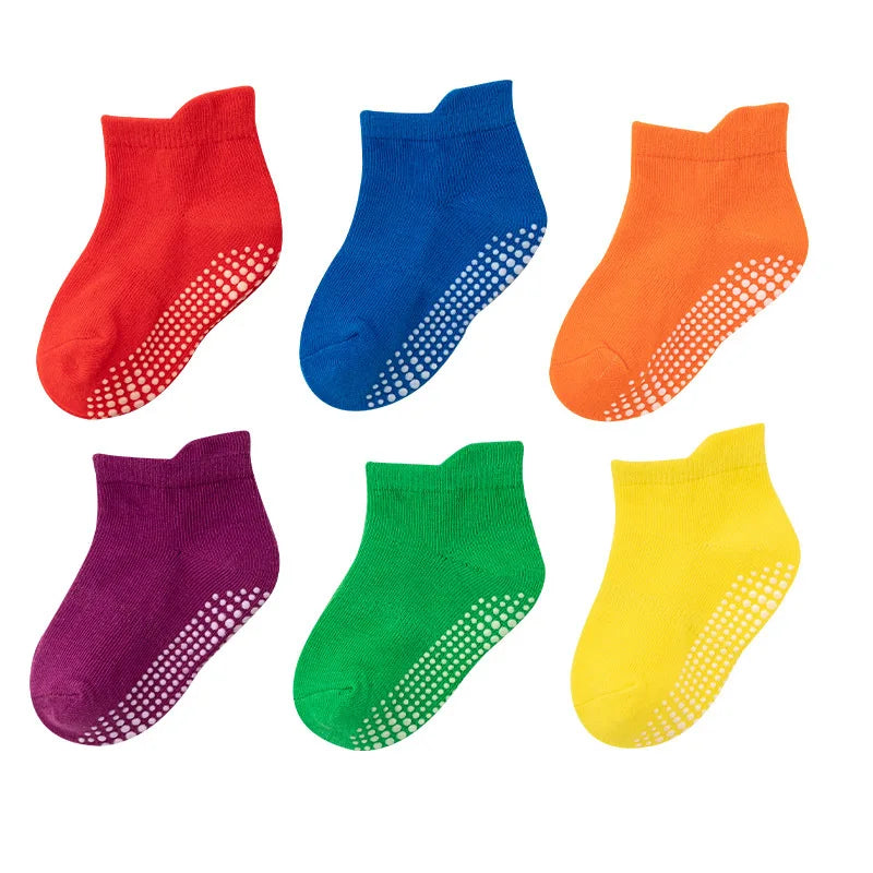 Boys 6 Pack Non Slip Baby Socks for 0-24M Newborn Bebe Girls Grips anti Skid Ankle First Walker Infant Kids Cotton Sock 2021