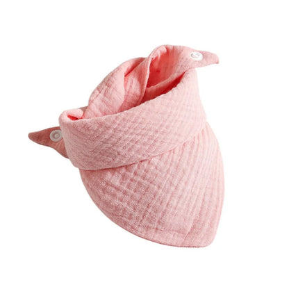 Baby Bibs Cotton Muslin Newborn Solid Color Snap Button Soft Triangle Towel Feeding Drool Bibs Saliva Towel Baby Bandana Bibs