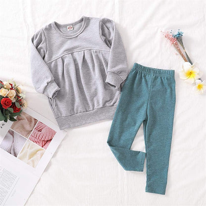 Toddler Girls Clothes Winter Warm Long Sleeve Tops Long Pants Suit Kids Soft Cotton Fall Outfits 2Pcs Set