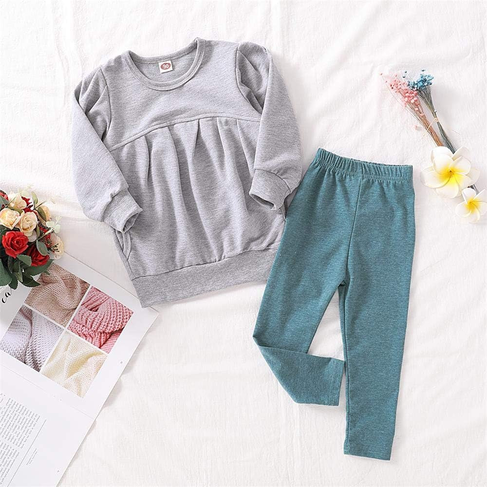 Toddler Girls Clothes Winter Warm Long Sleeve Tops Long Pants Suit Kids Soft Cotton Fall Outfits 2Pcs Set
