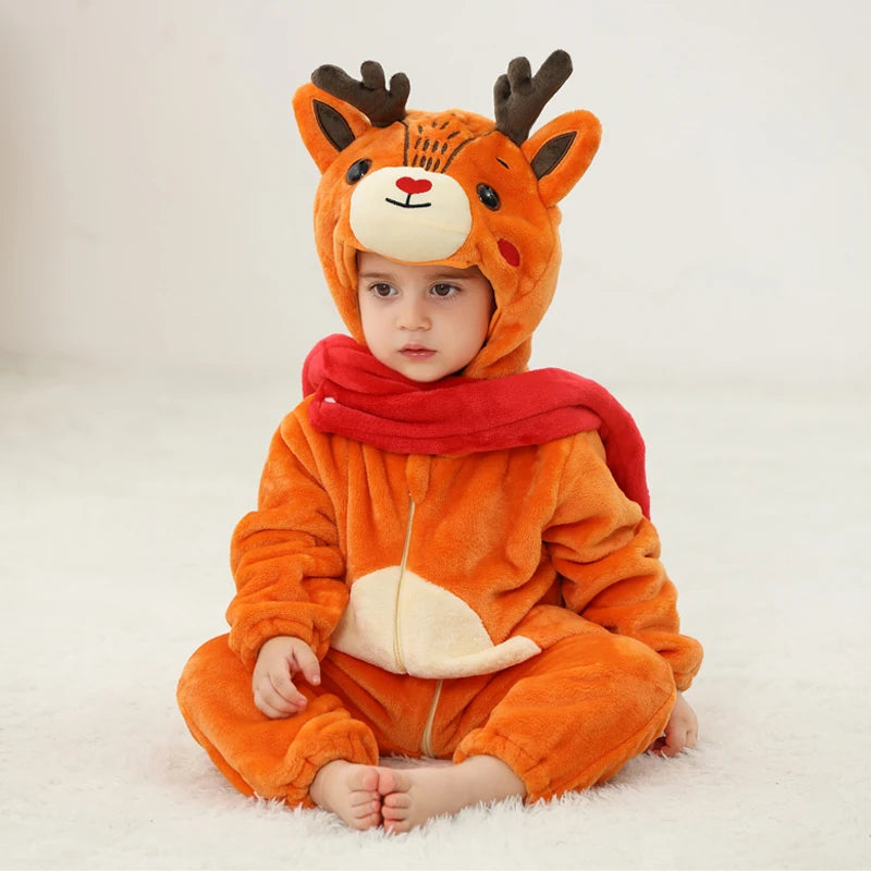 Baby Rompers Winter Kigurumi Lion Costume for Girls Boy Toddler Animal Jumpsuit Infant Clothes Pyjama Kids Overalls Ropa Bebes