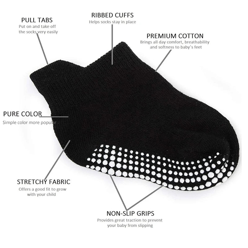 Boys 6 Pack Non Slip Baby Socks for 0-24M Newborn Bebe Girls Grips anti Skid Ankle First Walker Infant Kids Cotton Sock 2021