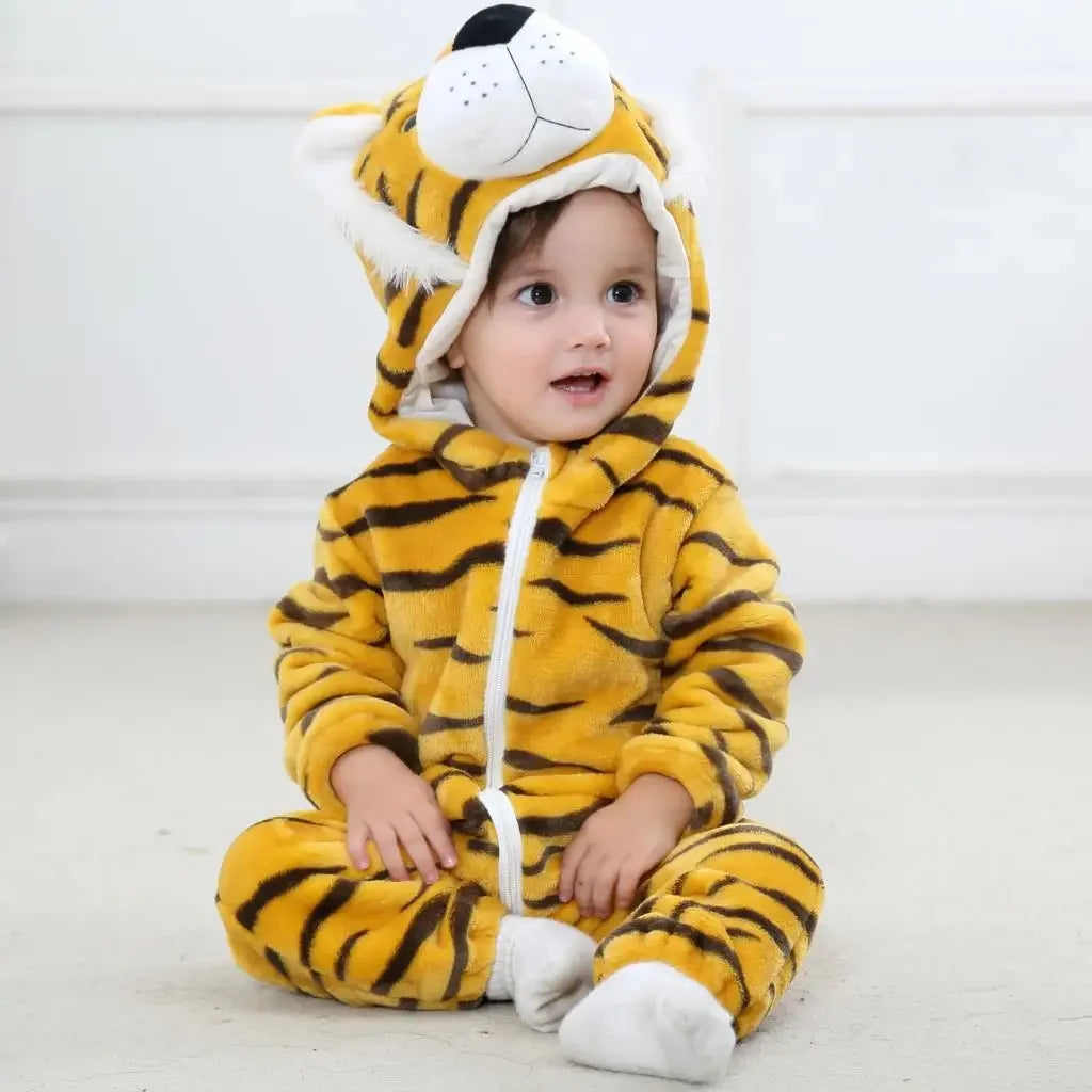 Baby Rompers Winter Kigurumi Lion Costume for Girls Boy Toddler Animal Jumpsuit Infant Clothes Pyjama Kids Overalls Ropa Bebes