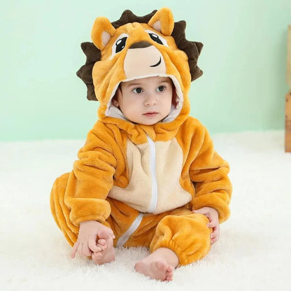 Baby Rompers Winter Kigurumi Lion Costume for Girls Boy Toddler Animal Jumpsuit Infant Clothes Pyjama Kids Overalls Ropa Bebes