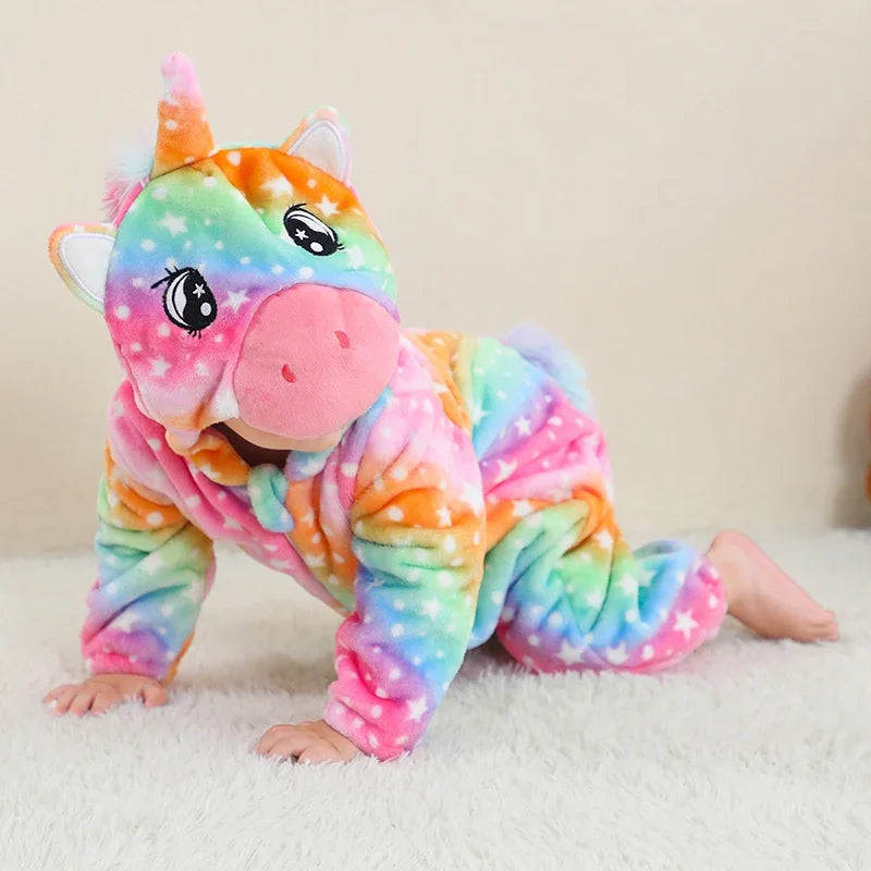Baby Rompers Winter Kigurumi Lion Costume for Girls Boy Toddler Animal Jumpsuit Infant Clothes Pyjama Kids Overalls Ropa Bebes