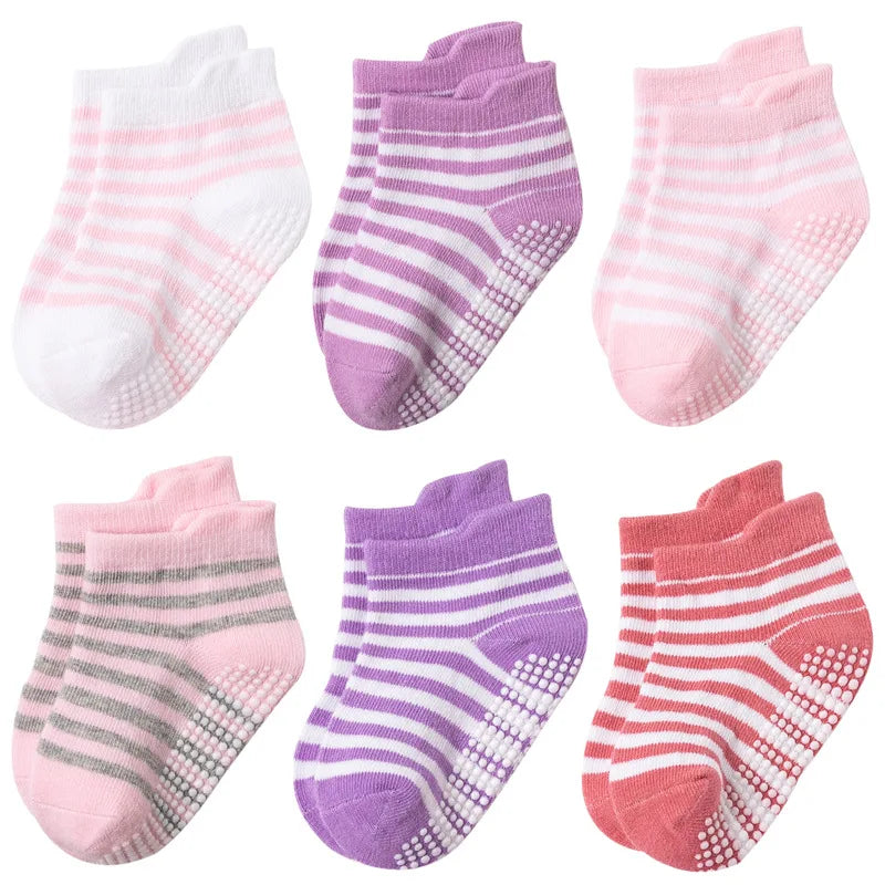 Boys 6 Pack Non Slip Baby Socks for 0-24M Newborn Bebe Girls Grips anti Skid Ankle First Walker Infant Kids Cotton Sock 2021