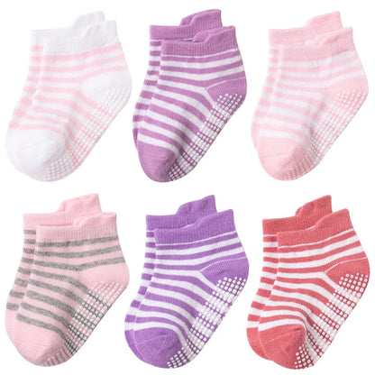 Boys 6 Pack Non Slip Baby Socks for 0-24M Newborn Bebe Girls Grips anti Skid Ankle First Walker Infant Kids Cotton Sock 2021