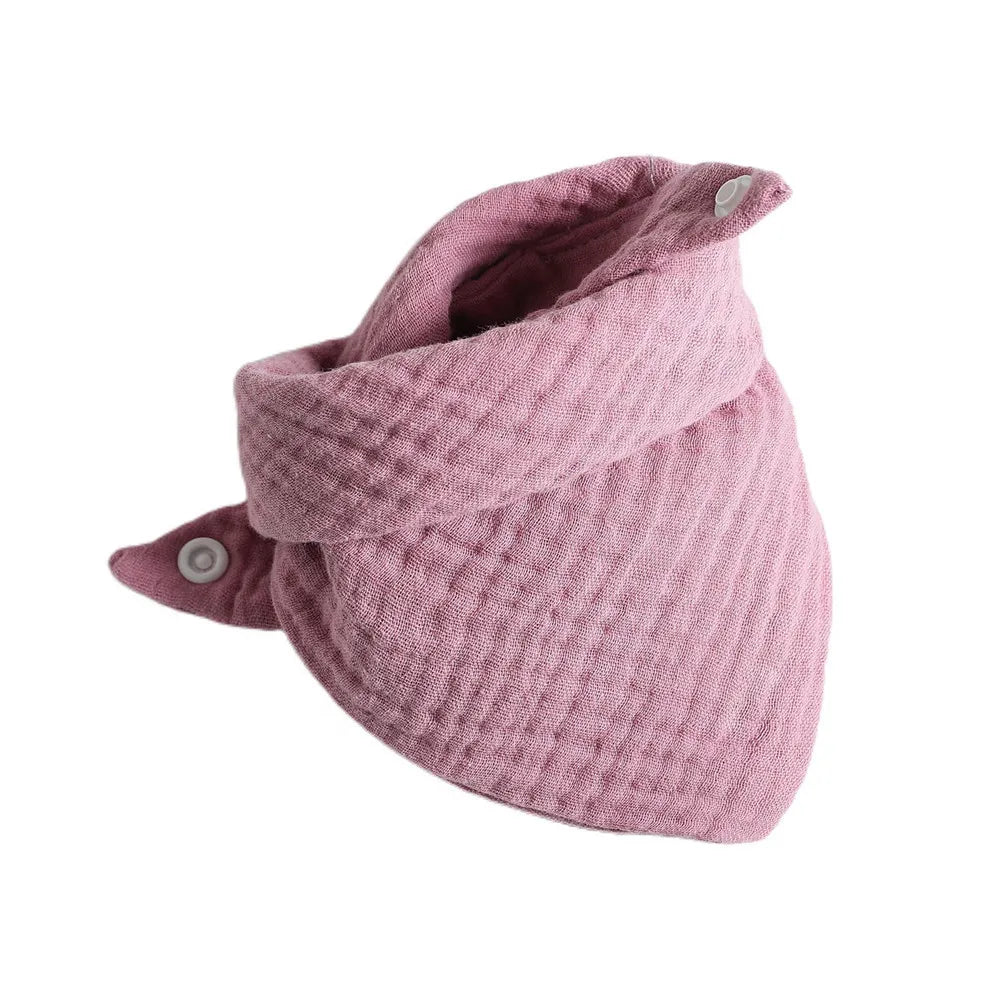 Baby Bibs Cotton Muslin Newborn Solid Color Snap Button Soft Triangle Towel Feeding Drool Bibs Saliva Towel Baby Bandana Bibs