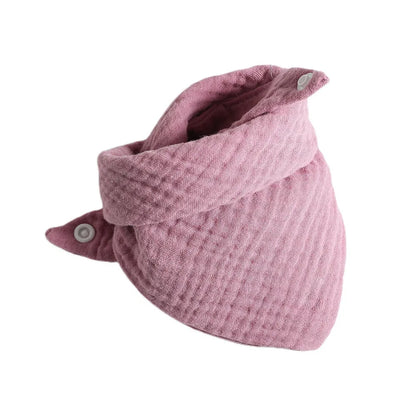 Baby Bibs Cotton Muslin Newborn Solid Color Snap Button Soft Triangle Towel Feeding Drool Bibs Saliva Towel Baby Bandana Bibs