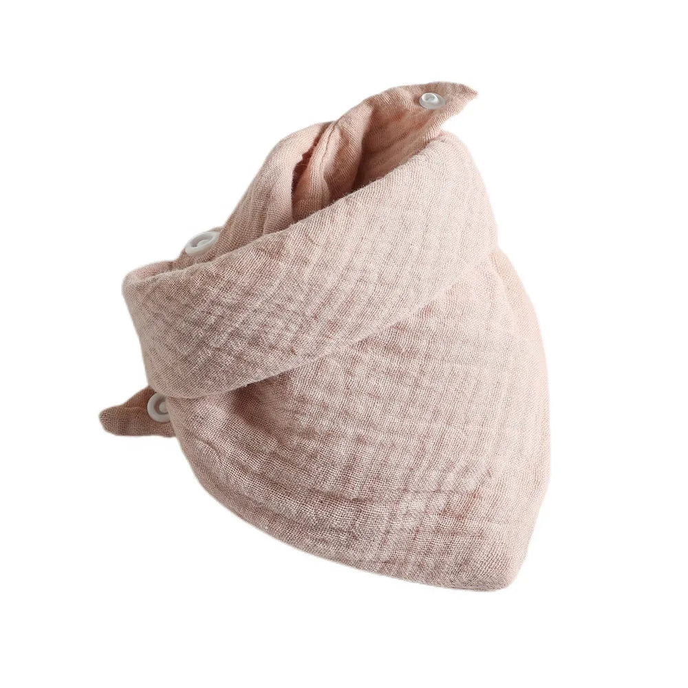 Baby Bibs Cotton Muslin Newborn Solid Color Snap Button Soft Triangle Towel Feeding Drool Bibs Saliva Towel Baby Bandana Bibs