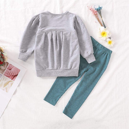 Toddler Girls Clothes Winter Warm Long Sleeve Tops Long Pants Suit Kids Soft Cotton Fall Outfits 2Pcs Set