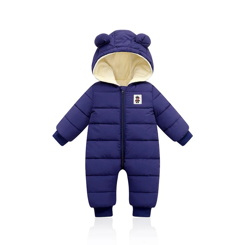 Baby Winter Snowsuit with Bear Ears Romper Jumpsuit for Newborn Infant Boys Girls Warm Outdoor & Indoor Onesie