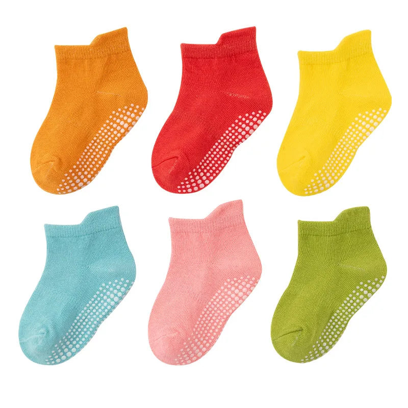 Boys 6 Pack Non Slip Baby Socks for 0-24M Newborn Bebe Girls Grips anti Skid Ankle First Walker Infant Kids Cotton Sock 2021