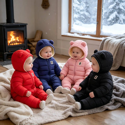 Baby Winter Snowsuit with Bear Ears Romper Jumpsuit for Newborn Infant Boys Girls Warm Outdoor & Indoor Onesie