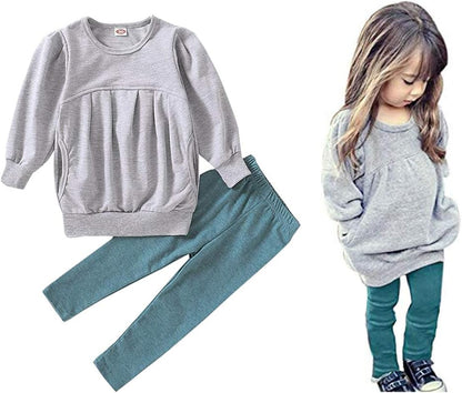 Toddler Girls Clothes Winter Warm Long Sleeve Tops Long Pants Suit Kids Soft Cotton Fall Outfits 2Pcs Set