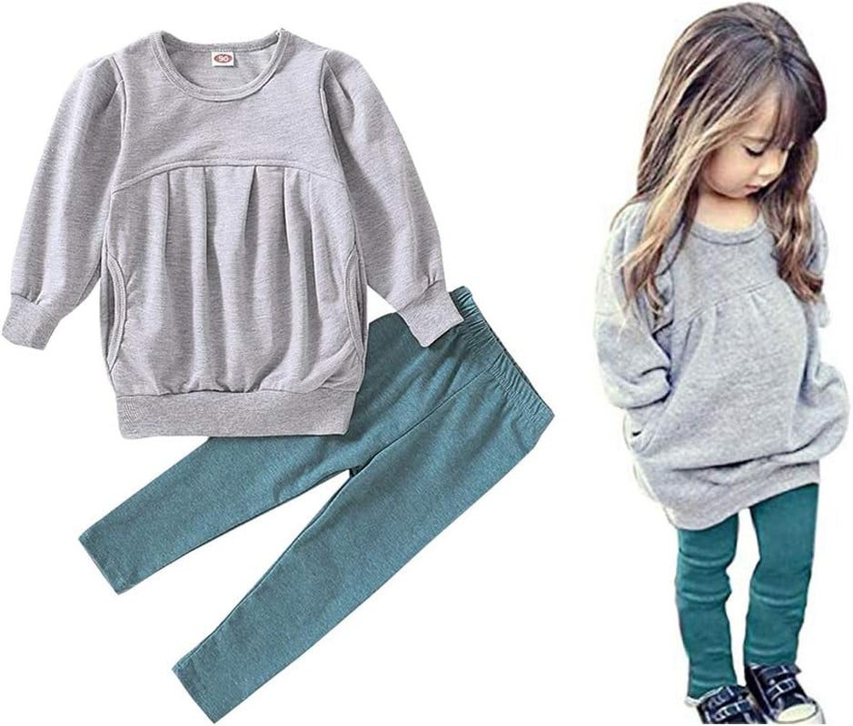 Toddler Girls Clothes Winter Warm Long Sleeve Tops Long Pants Suit Kids Soft Cotton Fall Outfits 2Pcs Set