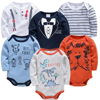 Baby Boys Girls Bodysuit 6 PCS 3 PCS Long Sleeve 100% Cotton Baby Clothes 0-12 Months Newborn Body Bebe Jumpsuit Clothing