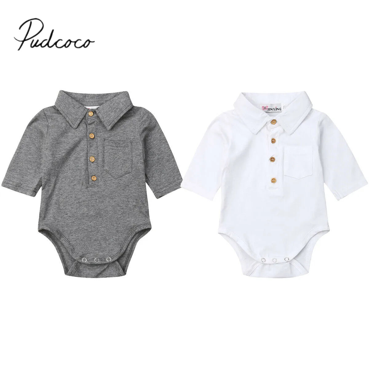 2019 Baby Summer Clothing Infant Baby Boy Gentleman Solid Formal Bodysuit Short Sleeve Turn down Collar Shirts Jumpsuit Set