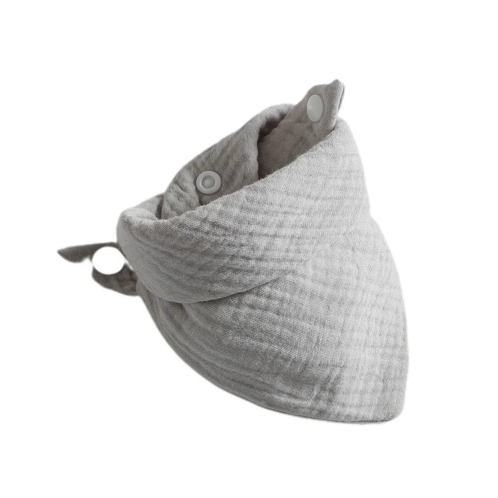 Baby Bibs Cotton Muslin Newborn Solid Color Snap Button Soft Triangle Towel Feeding Drool Bibs Saliva Towel Baby Bandana Bibs