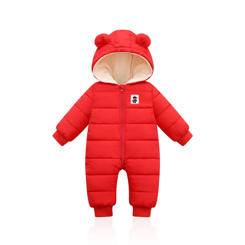 Baby Winter Snowsuit with Bear Ears Romper Jumpsuit for Newborn Infant Boys Girls Warm Outdoor & Indoor Onesie