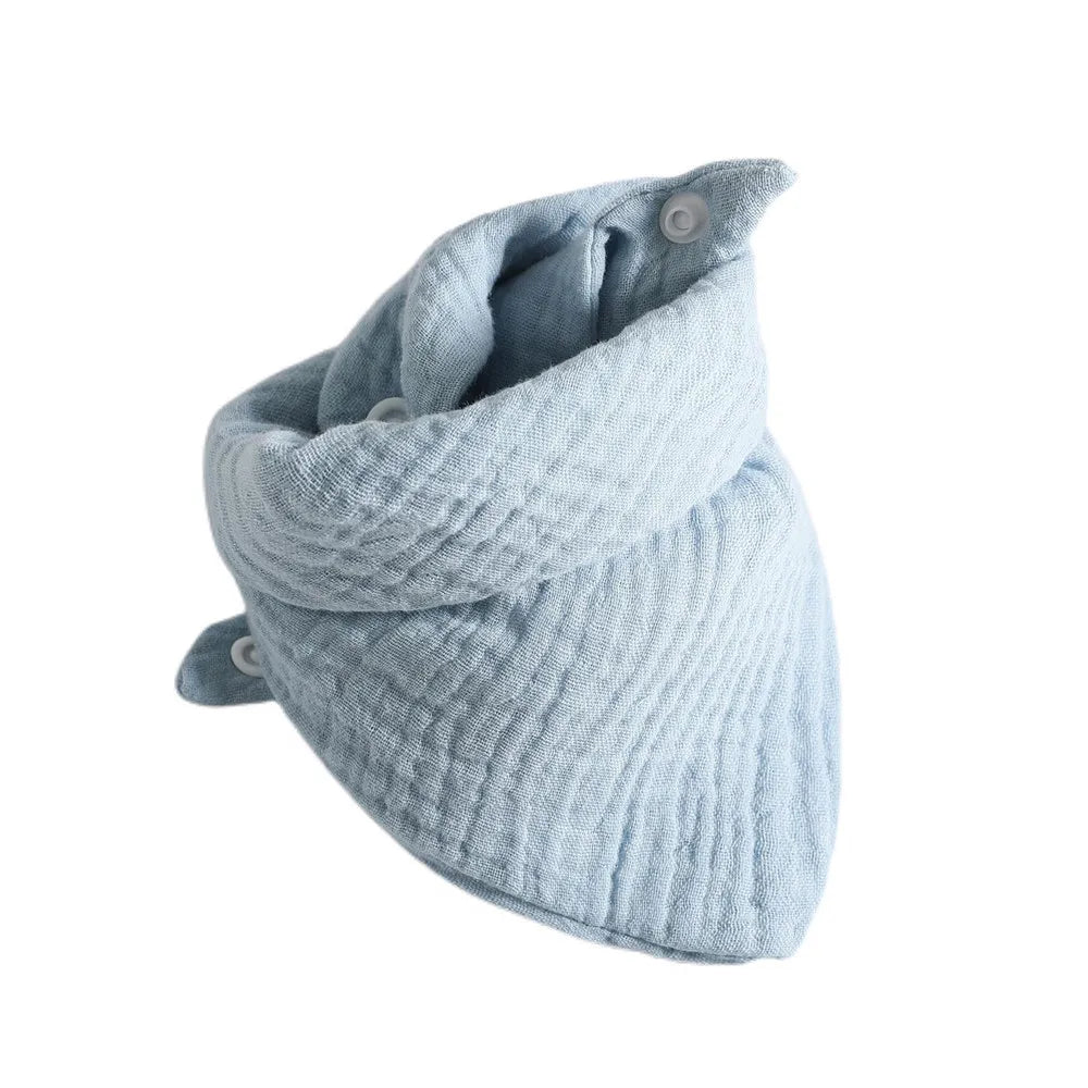 Baby Bibs Cotton Muslin Newborn Solid Color Snap Button Soft Triangle Towel Feeding Drool Bibs Saliva Towel Baby Bandana Bibs