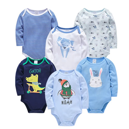 Baby Boys Girls Bodysuit 6 PCS 3 PCS Long Sleeve 100% Cotton Baby Clothes 0-12 Months Newborn Body Bebe Jumpsuit Clothing
